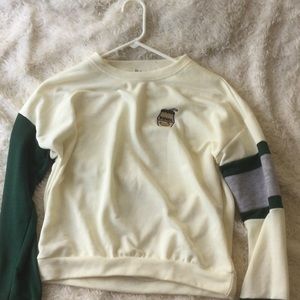 Shirt/Sweatshirt White Cream Green Varsity Banana